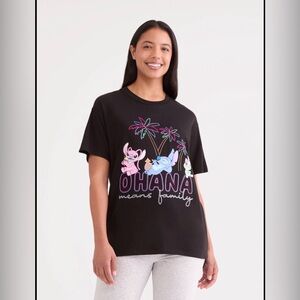 3/$15 Disney Black Ohana T-Shirt with Colorful Stitch Design
